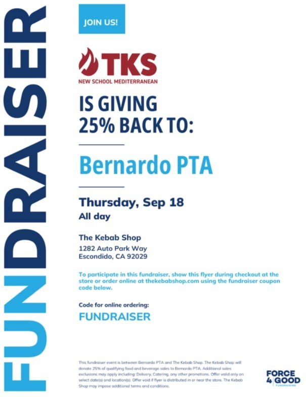 Fundraiser flyer for the Kebab Shop on Thursday Sept. 18 in English