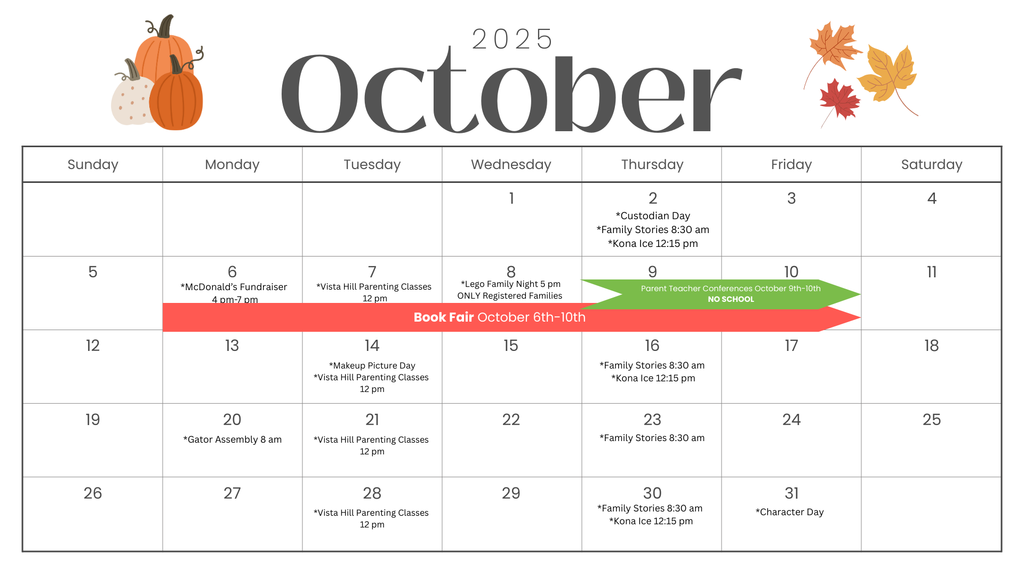 Oct 2025 Parent Calendar Eng