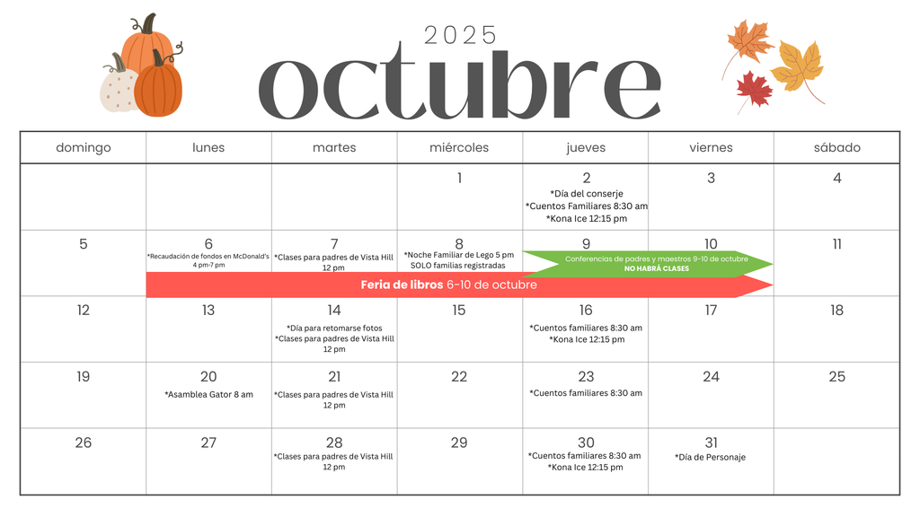 Oct 2025 Parent Calendar Span
