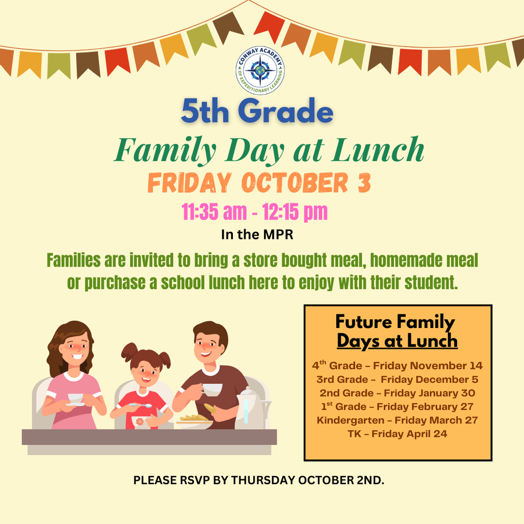 5th Grade Family Day at Lunch post english