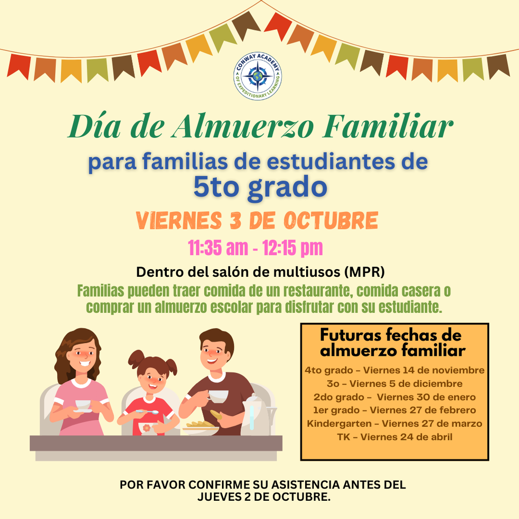 5th Grade Family Day at Lunch post spanish