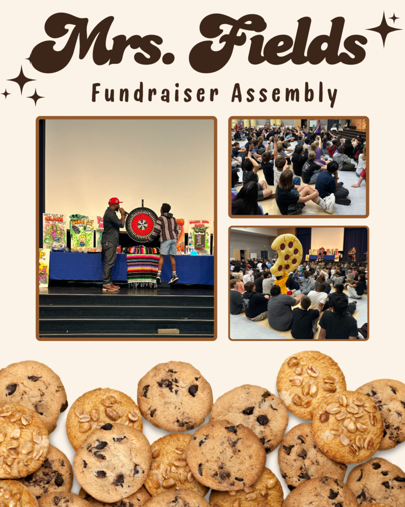 Mrs. Fields Fundraiser Assembly, picture of students attending a fundraiser. 