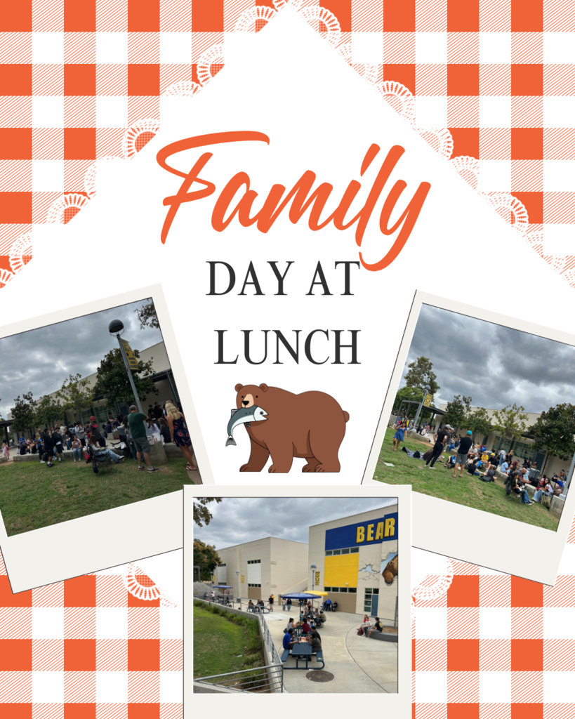 Family Day at Lunch.  Pictures of student and families eating lunch together at BVMS. 