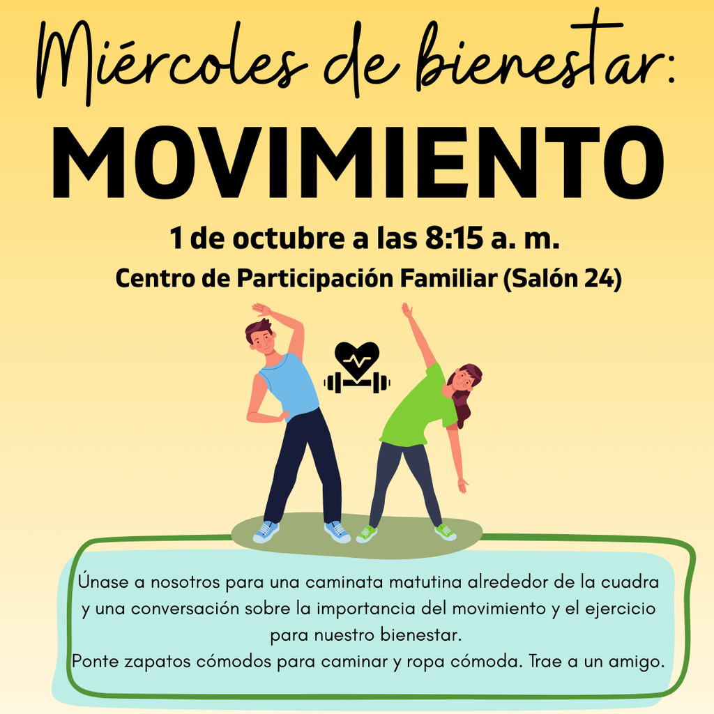 Wellness Wednesday flyer in Spanish