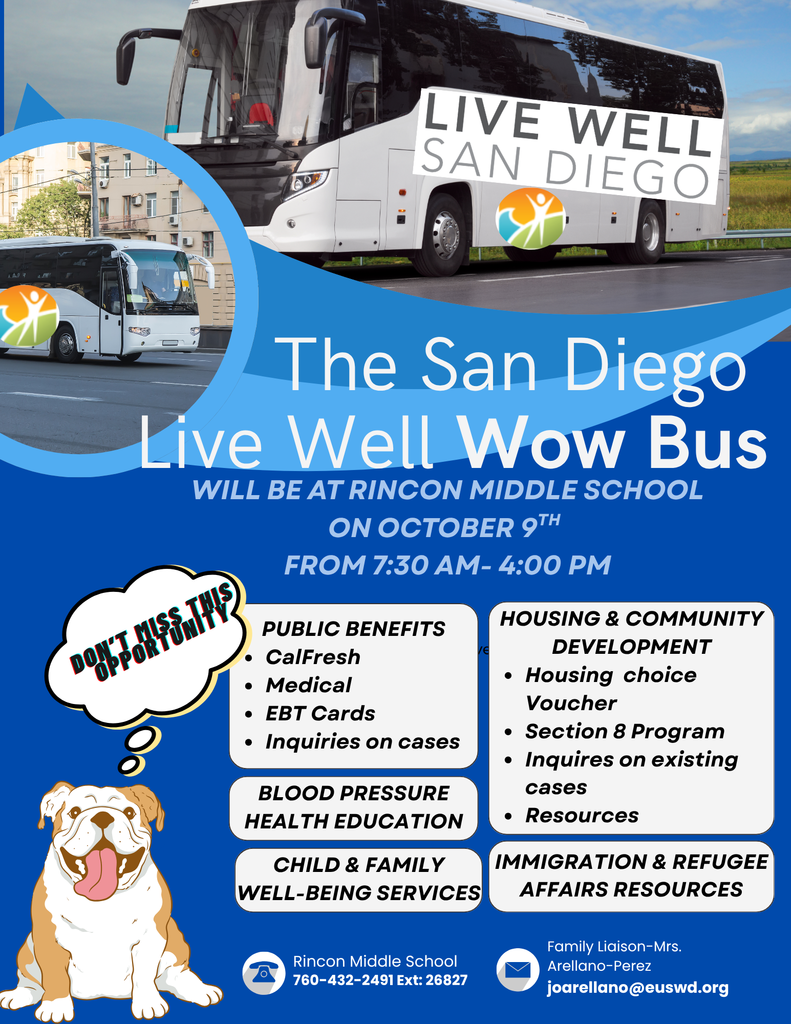 The San Diego Live Well Wow Bus flier information