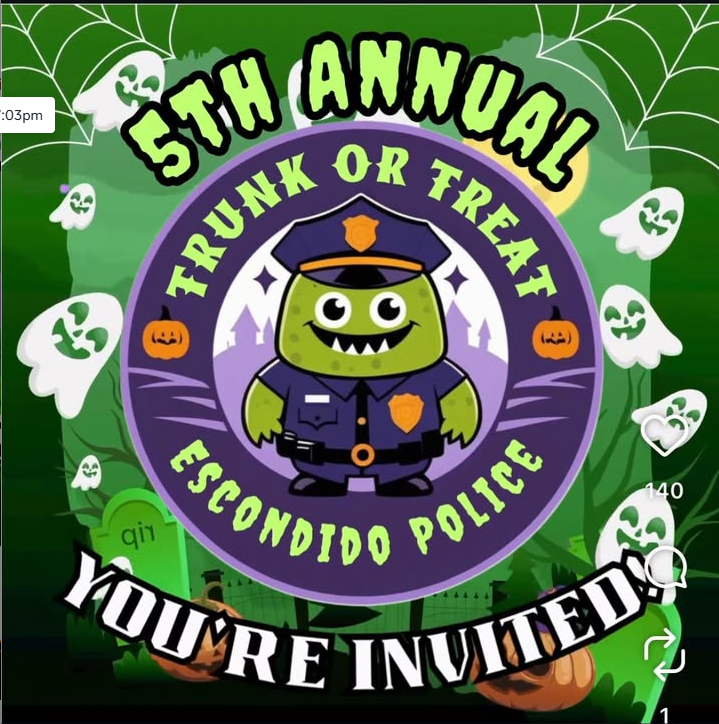 Green Flyer 5th Annual Trunk or Treat Escondido Police You're Invited