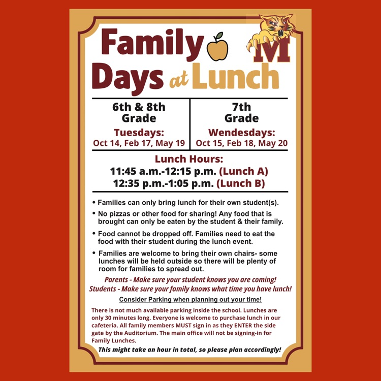 An English language flyer for Family Days at Lunch