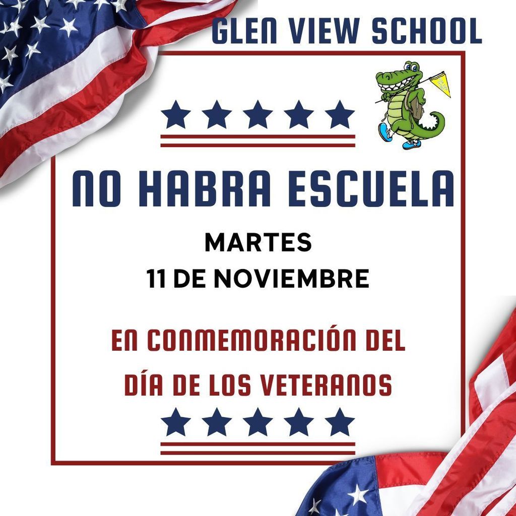 Veterans Day flyer, US flag and gator on top right
