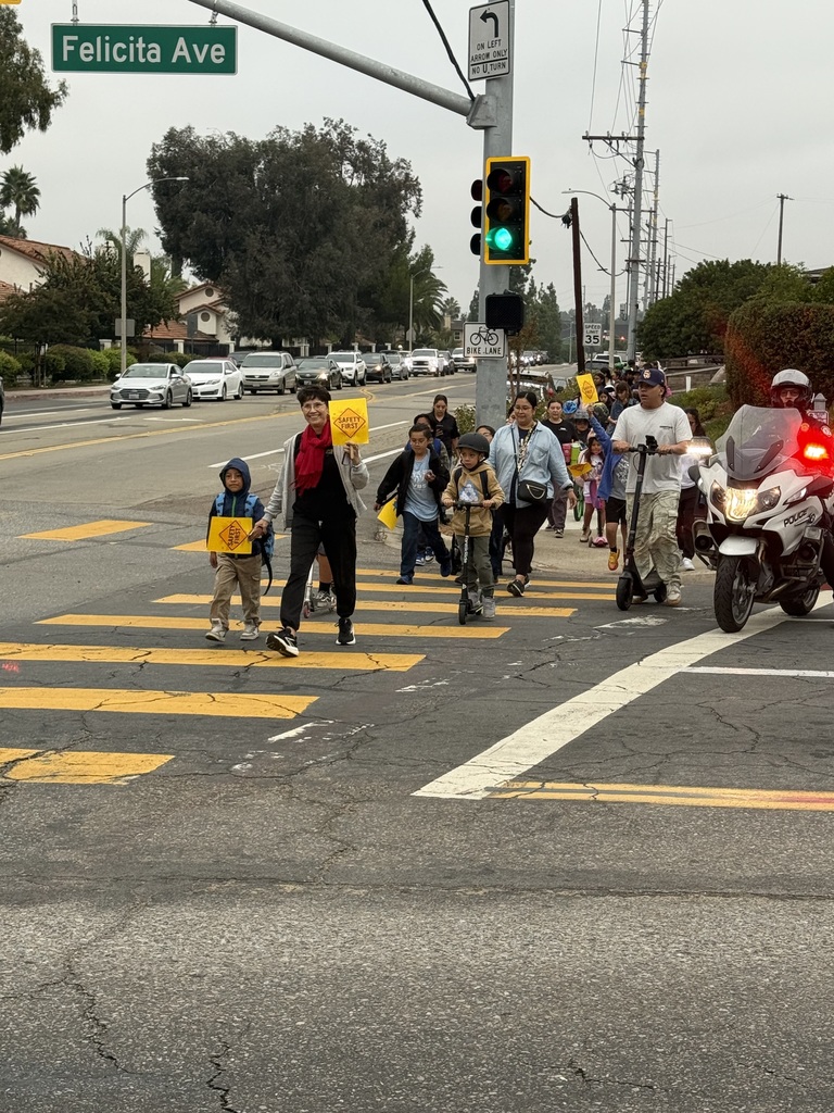 Students and parents walking to school