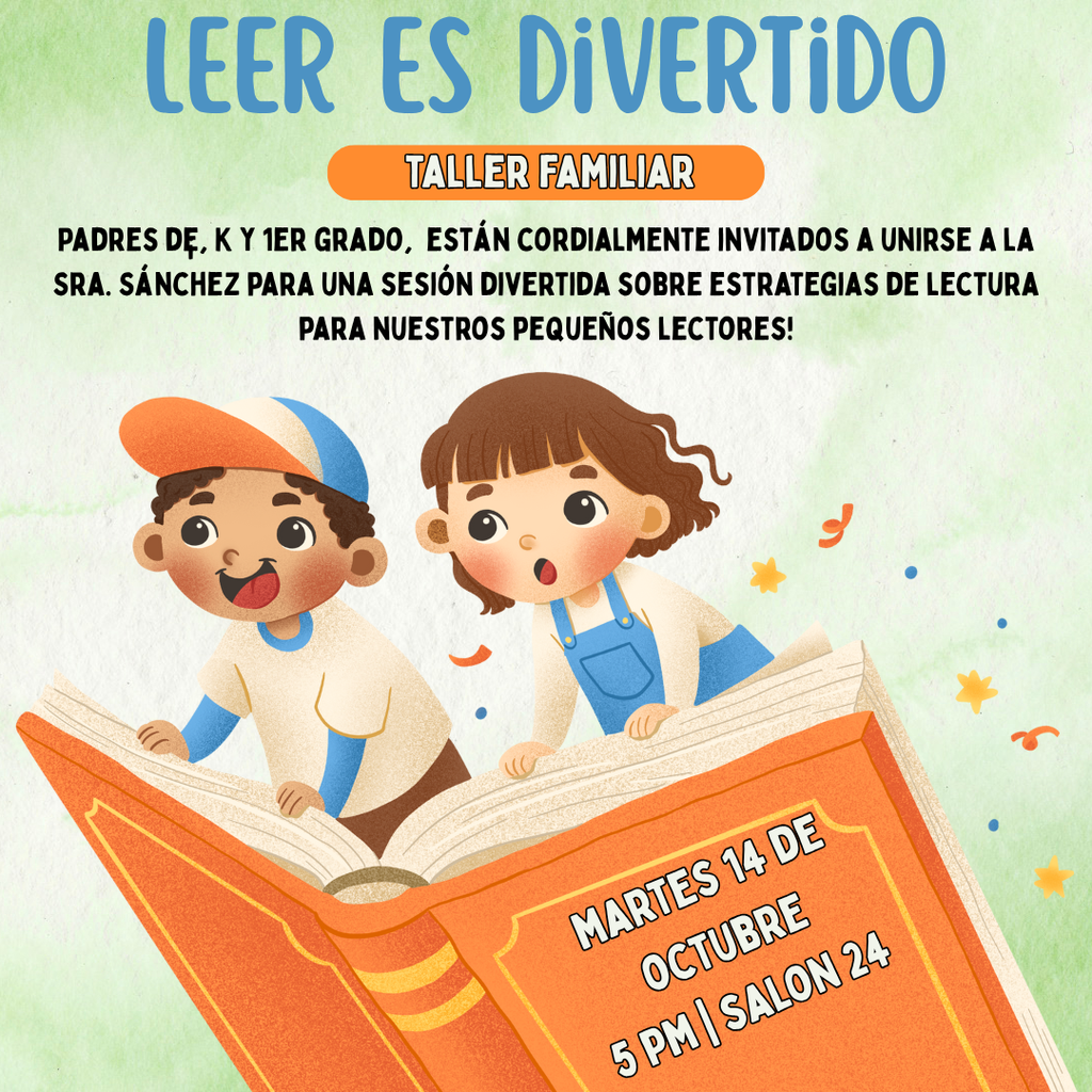 Reading Workshop flyer in Spanish