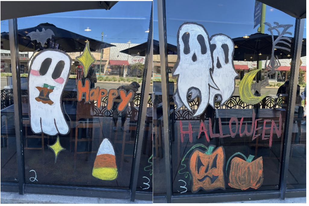 Student Halloween art on a window