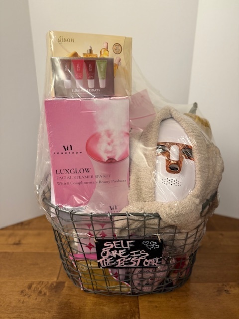 Basket with various self care items