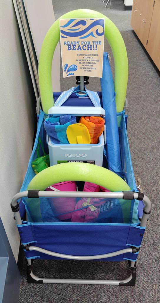 Basket with various beach items