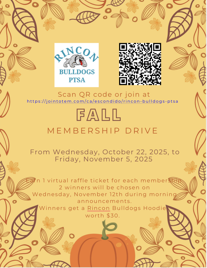 PTSA FALL MEMBERSHIP DRIVE FLYER
