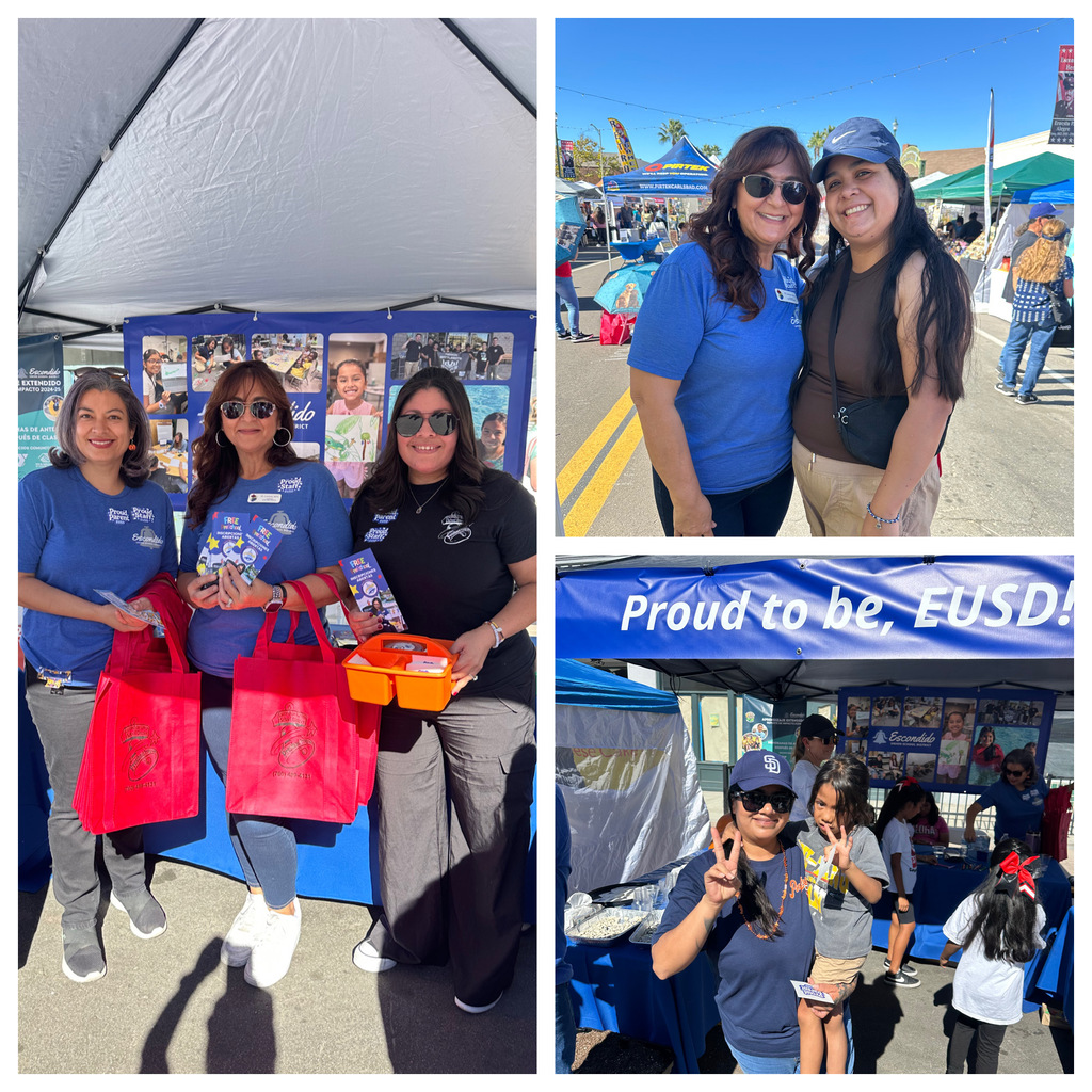 Ms. Garcia, Mrs. Silva and Ms. Medina holding up flyers, Mrs. Silva and former Kinder student,  current preschooler Ramon and his mom. 