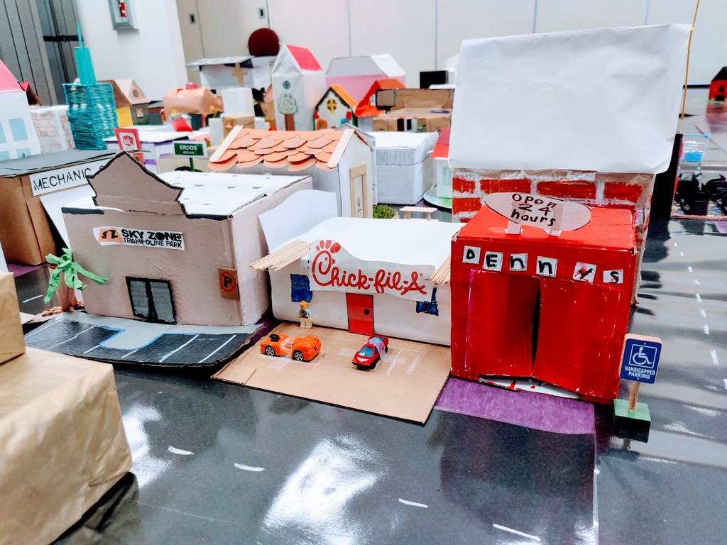 Geo Town with a mini Chick-fil-A, Sky Zone & Denny's