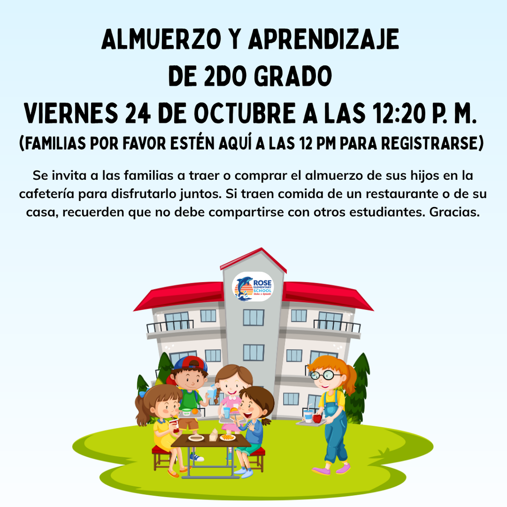 2nd grade Lunch and Learn flyer in spanish