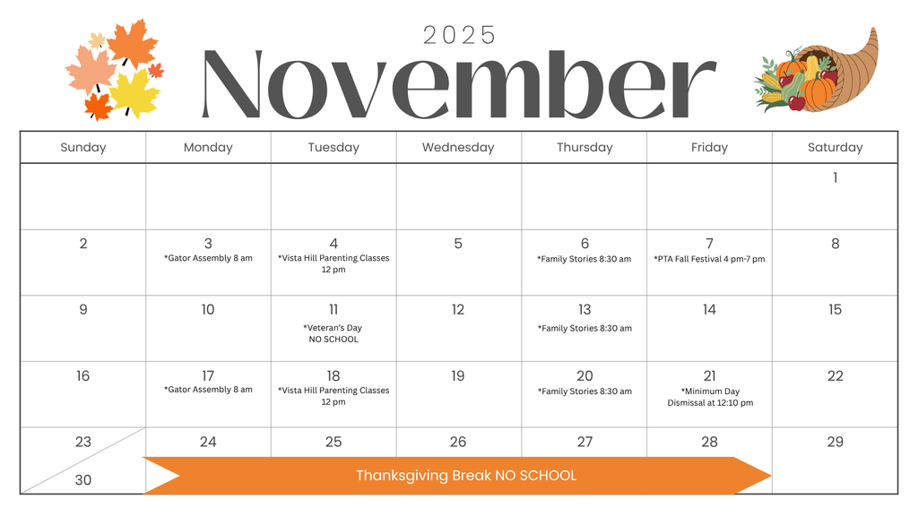 Nov 2025 Parent Calendar English