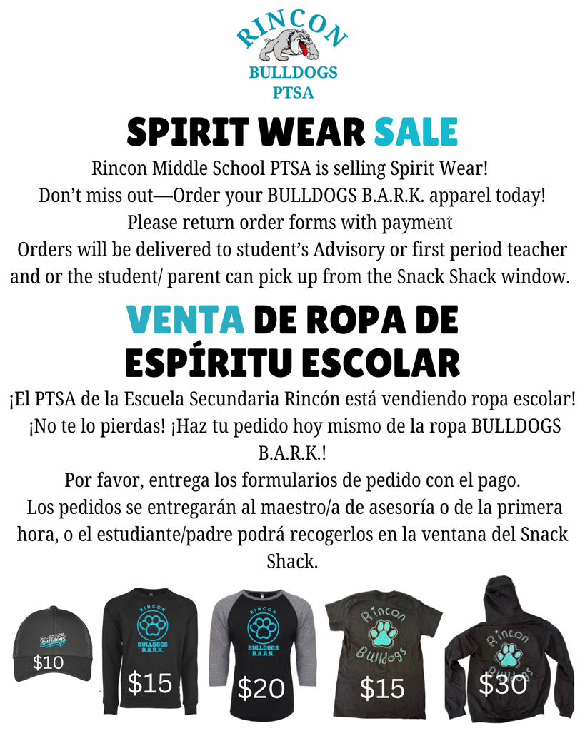 Spirit Wear Sale flyer bilingual  