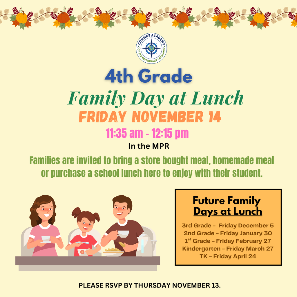 4th Grade Family Day at Lunch Flyer ENGLISH