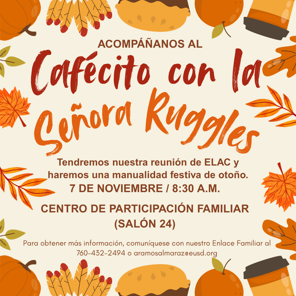 Coffee with the Principal flyer in spanish