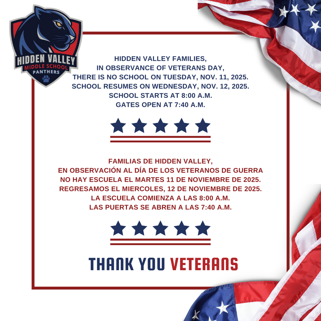 Flyer announcing no school on Tuesday, November 11, 2025, for Veterans’ Day.