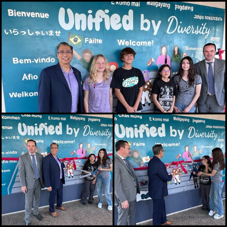 diversity mural ribbon cutting collage