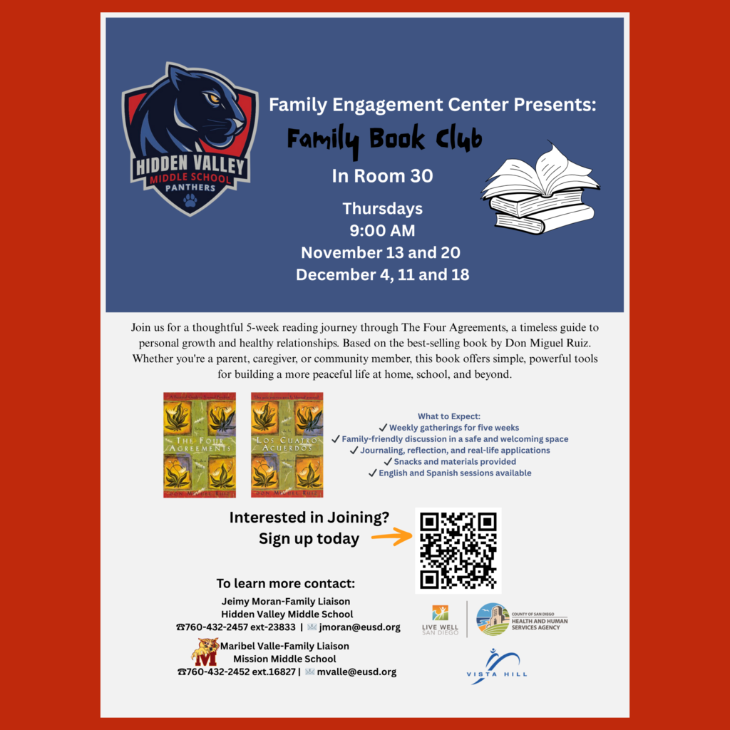 An English language flyer for the Family Book Club