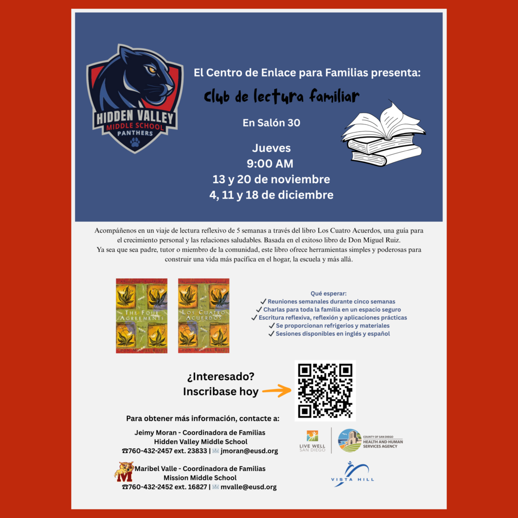 A Spanish language flyer for the Family Book Club
