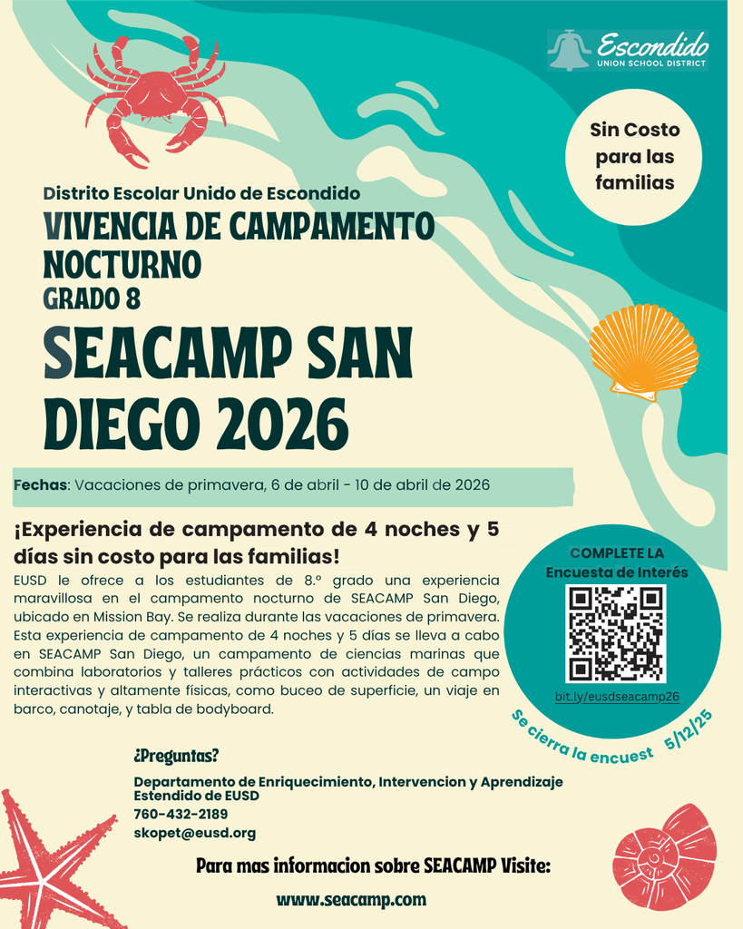 Sea Camp flyer information Spanish