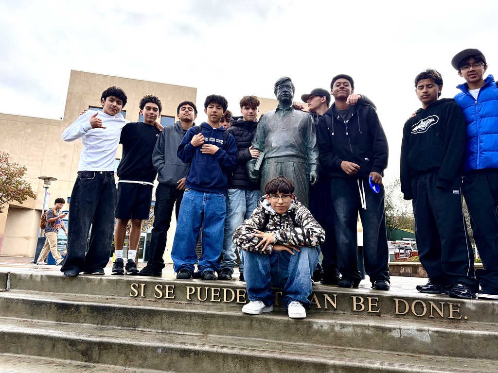 AVID students on stairs