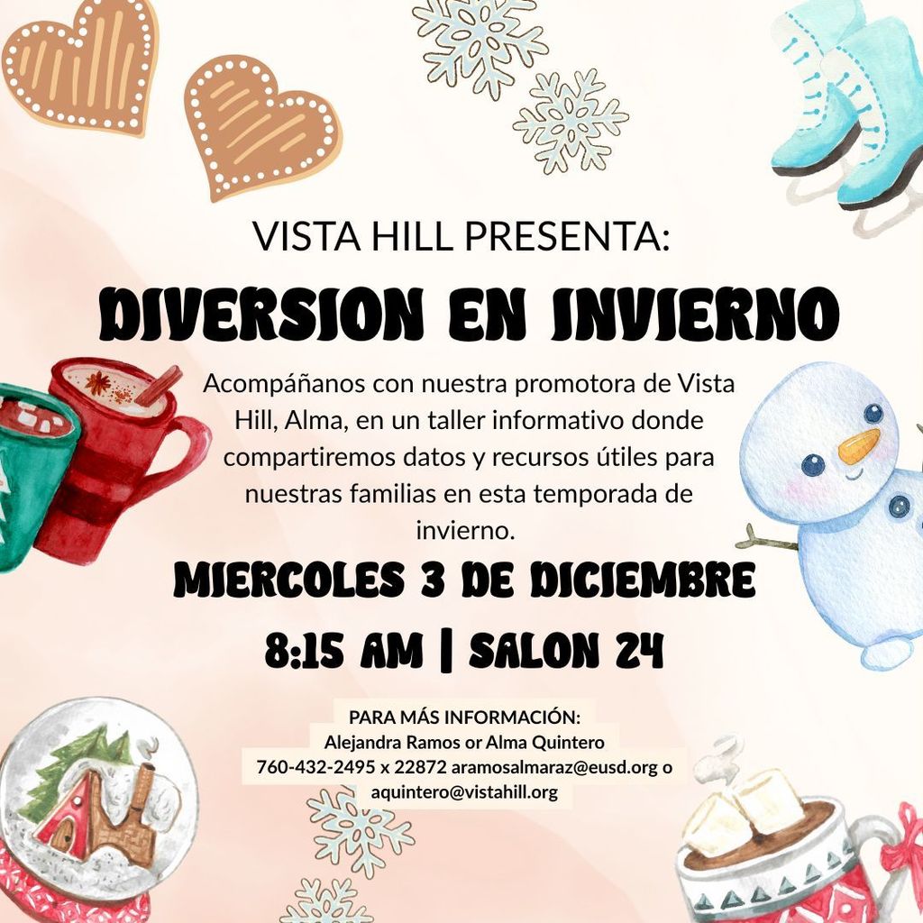 Winter Workshop  flyer in Spanish