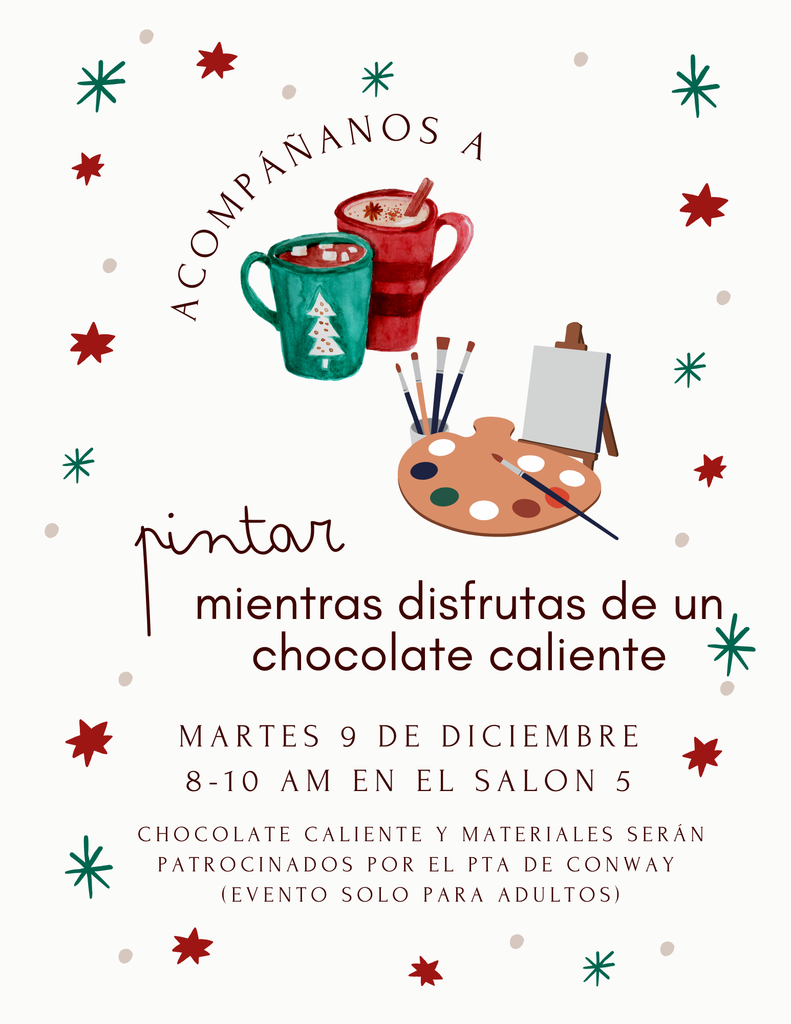 Hot Cocoa & Paint Party Flyer in Spanish