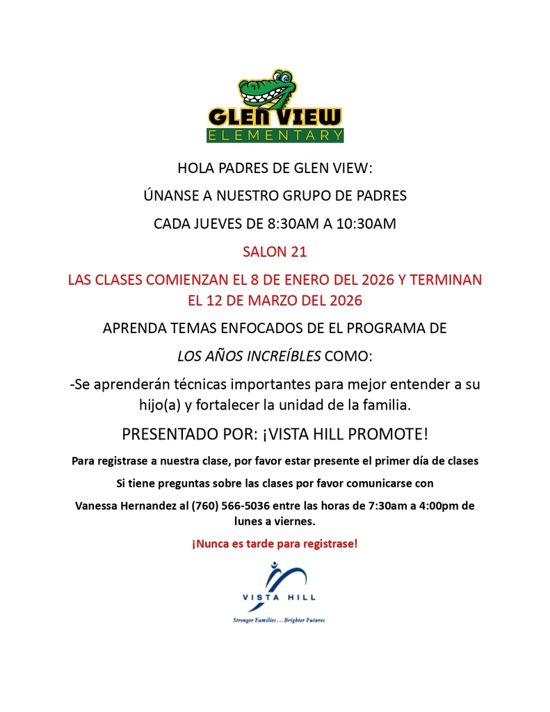 Vista Hill Parenting Classes Flyer Spanish