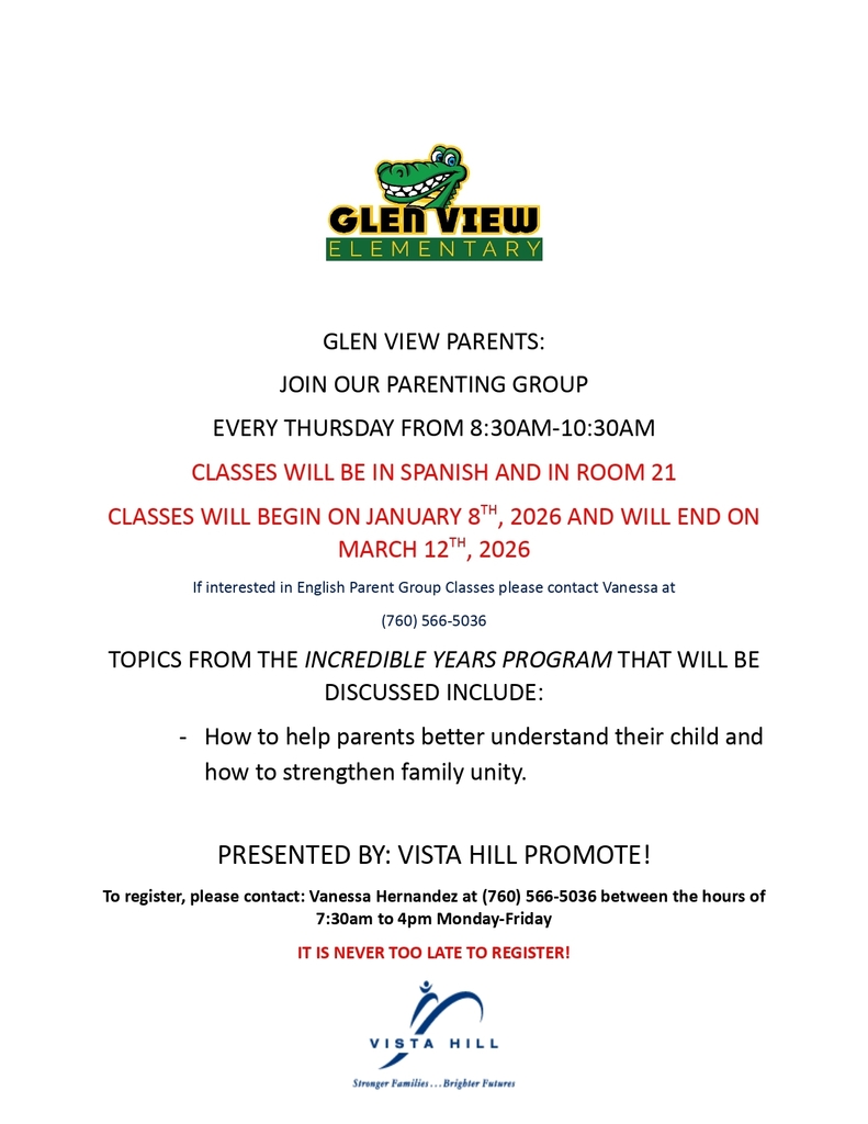 Vista Hill Parenting Classes Flyer English