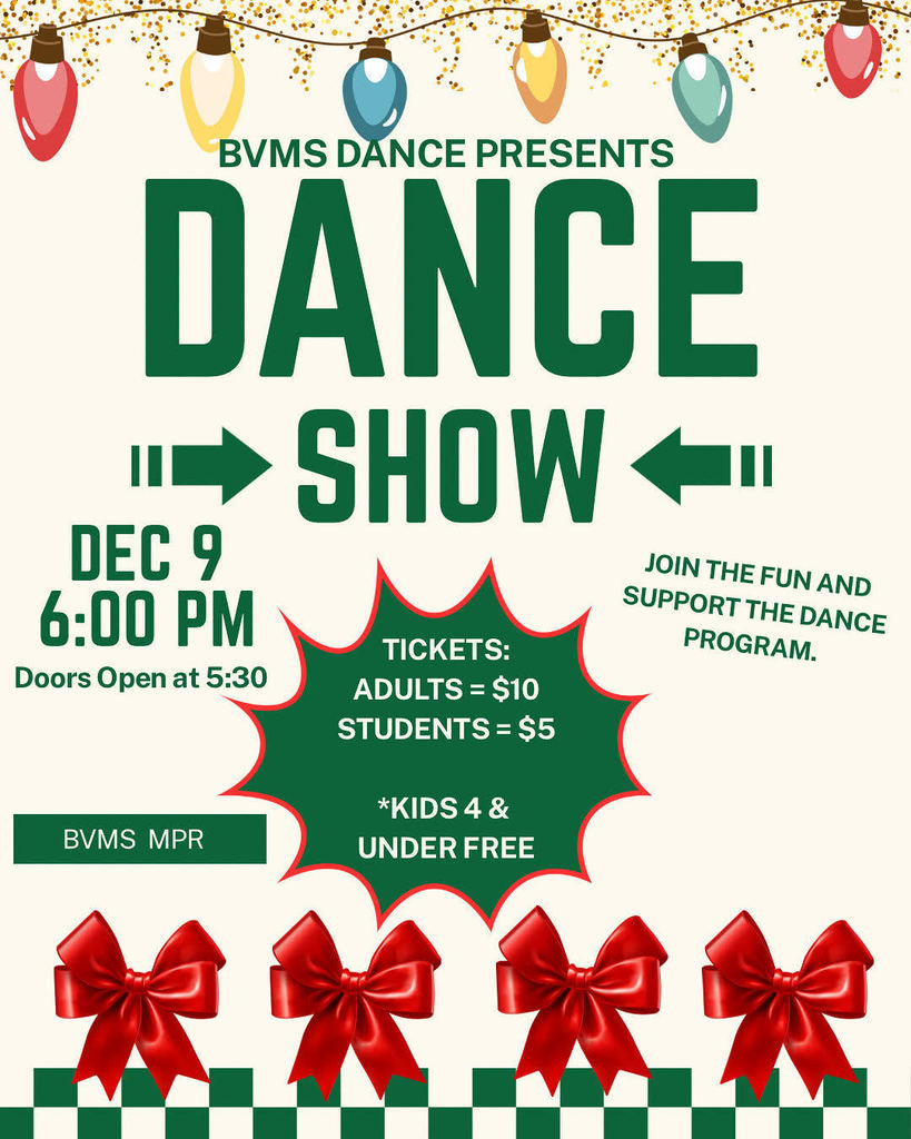Dance Show Flyer, 12/9 at 6:00 pm in the MPR . Ticket Prices displayed 