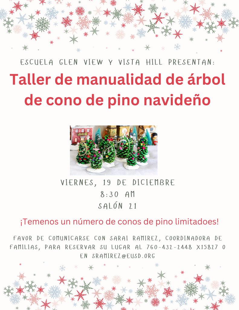 Pine Cone Craft Workshop Flyer Spanish
