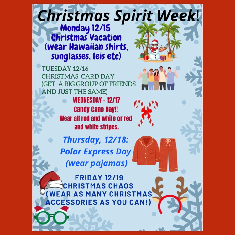 A flyer for the Holiday Spirit Week