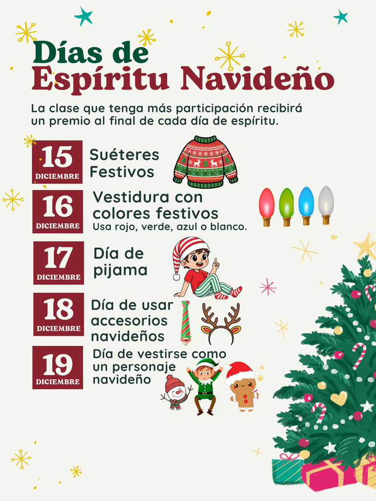 Holiday Spirit Days Flyer in Spanish