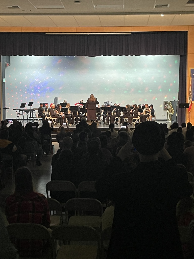 BVMS band students on stage in front of families
