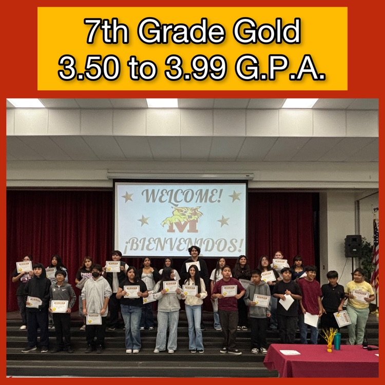A group shot of the 7th Grade Gold honorees (3.50 to 3.99 G.P.A.)