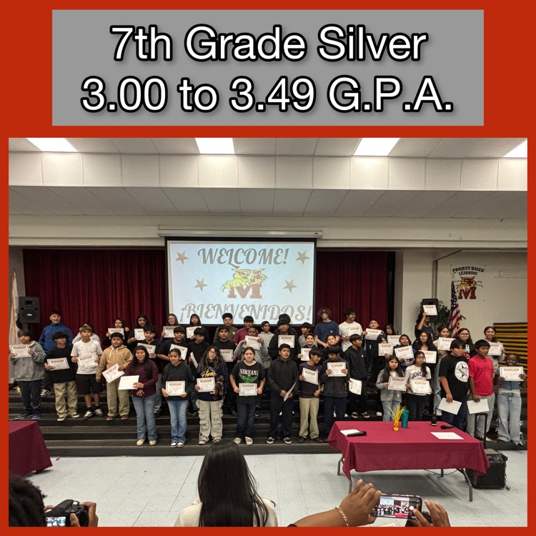 A group shot of the 7th Grade Silver honorees (3.00 to 3.49 G.P.A.)