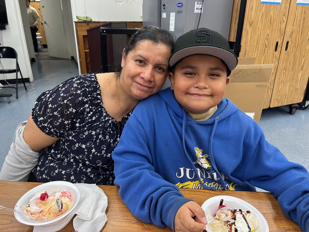 Parents and students eating ice cream