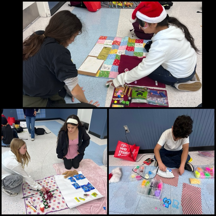 students trading goods at barter market 