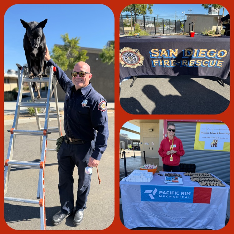 A collage featuring two of the professional organizations that came to this year's College & Career Day (San Diego Fire-Rescue and Pacific Rim Mechanical)