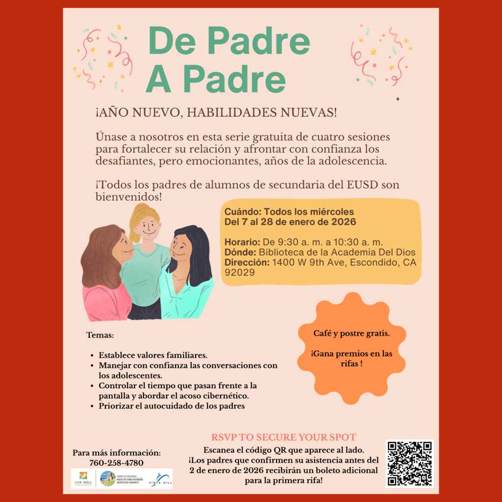 A Spanish language flyer for the “Parent to Parent” Workshop Series