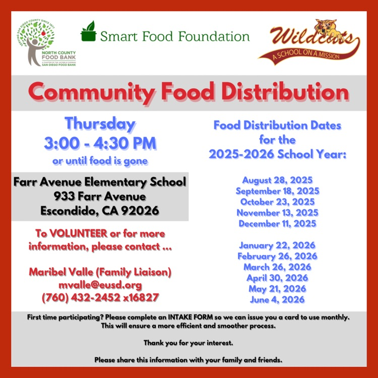 An English language flyer for the Community Food Distribution