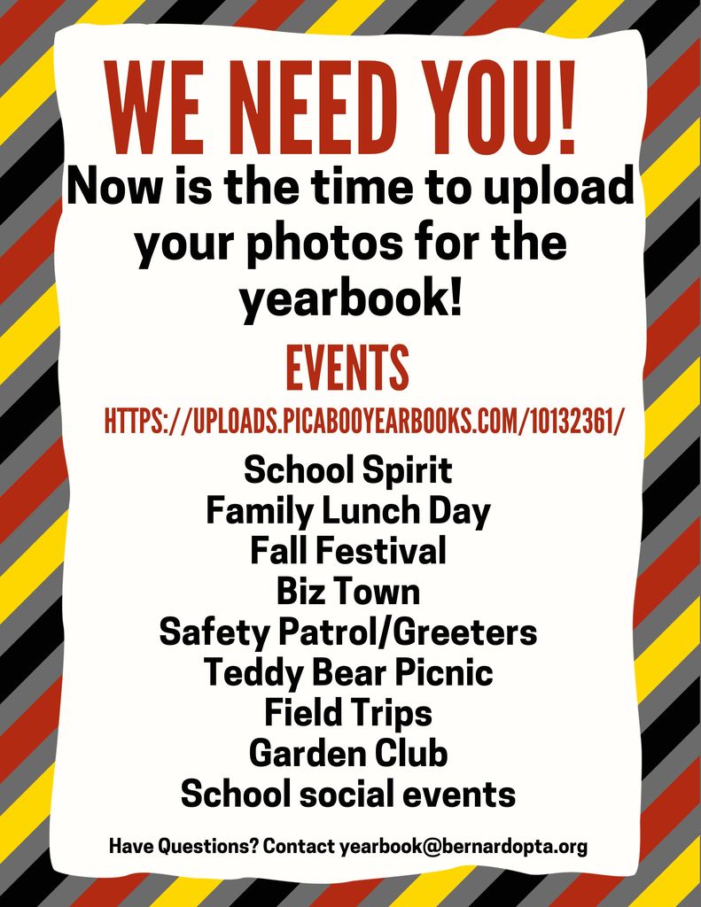 Flyer for uploading Yearbook pictures to be submitted