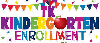 banner reading "TK Kindergarten Enrollment" in bright colors