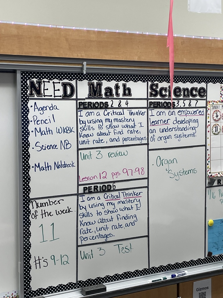 Teacher's learning target written on board